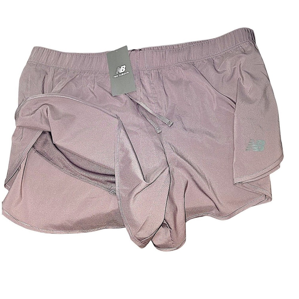 New Balance Womens Mauve Purple 2-in-1 Running Shorts with Compression Liner NWT